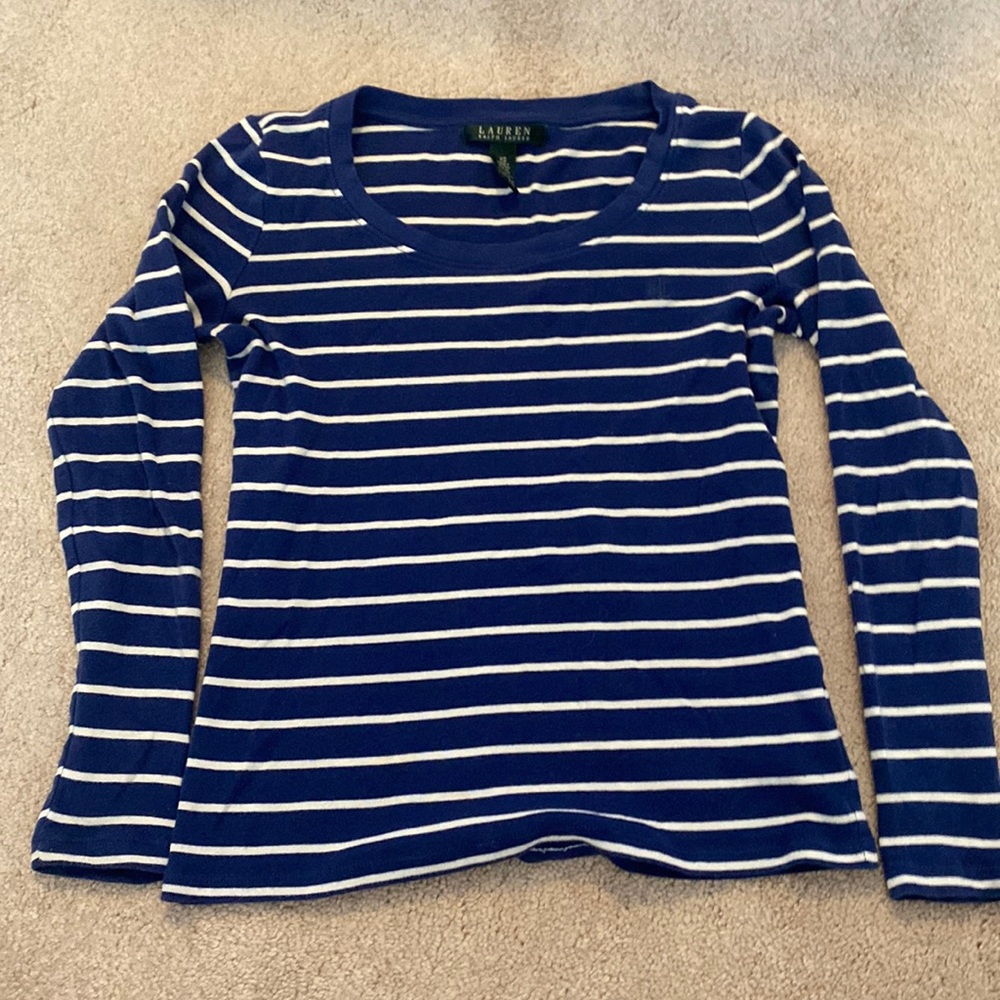 RALPH LAUREN Dark Blue Stripped Long Sleeve